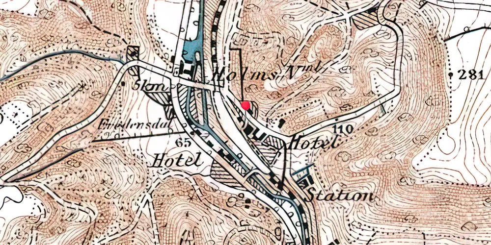 Historisk kort over Grejsdal Privatbanestation