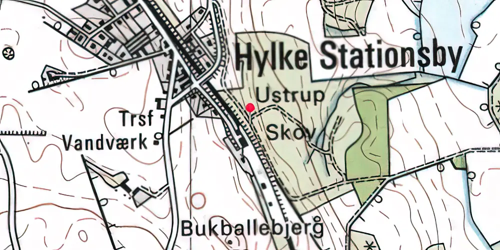 Historisk kort over Hylke Trinbræt Historisk kort over Hylke Trinbræt