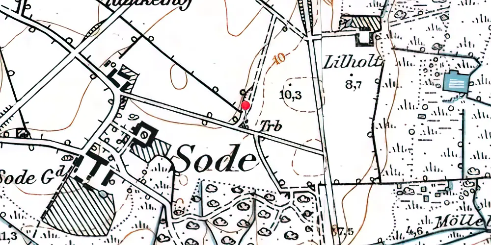 Historisk kort over Sode Holdeplads Historisk kort over Sode Holdeplads