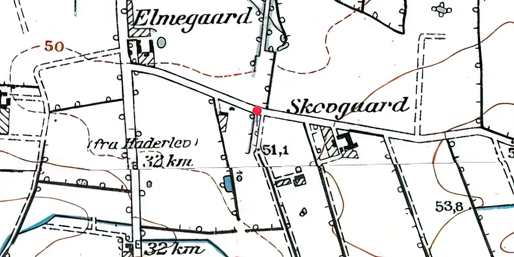 Historisk kort over Skodborgskov Holdeplads med sidespor Historisk kort over Skodborgskov Holdeplads med sidespor