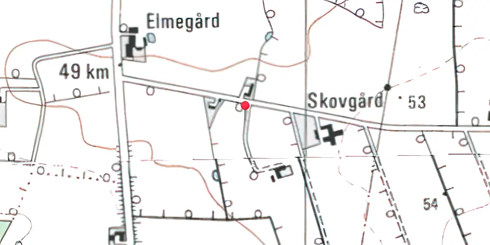 Historisk kort over Skodborgskov Holdeplads med sidespor Historisk kort over Skodborgskov Holdeplads med sidespor