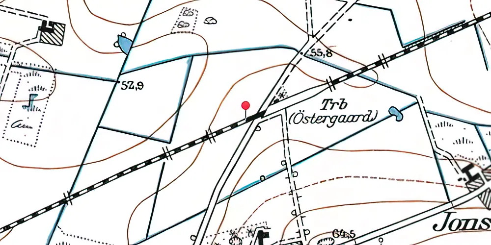Historisk kort over Østergårde Holdeplads med sidespor Historisk kort over Østergårde Holdeplads med sidespor