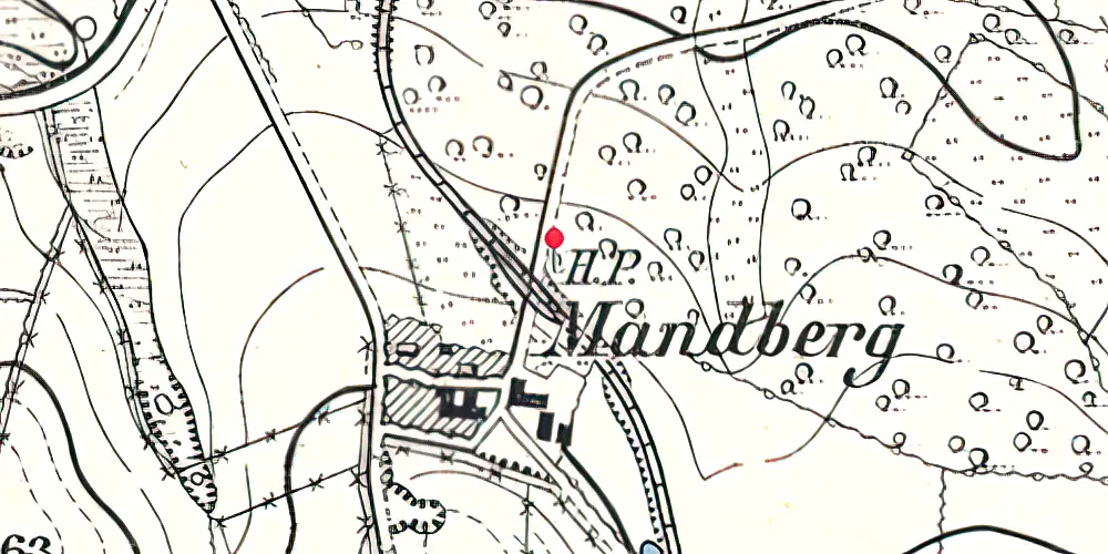 Historisk kort over Mandbjerg Holdeplads med sidespor Historisk kort over Mandbjerg Holdeplads med sidespor