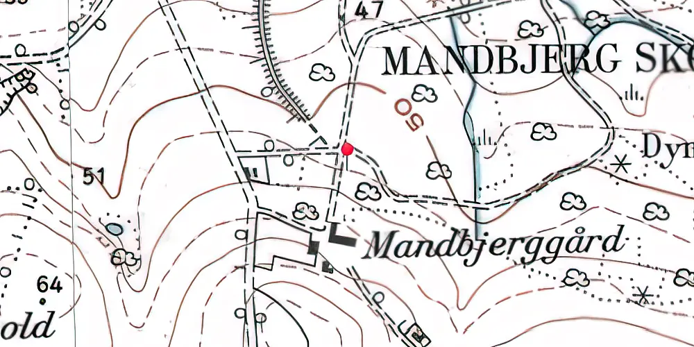 Historisk kort over Mandbjerg Holdeplads med sidespor Historisk kort over Mandbjerg Holdeplads med sidespor