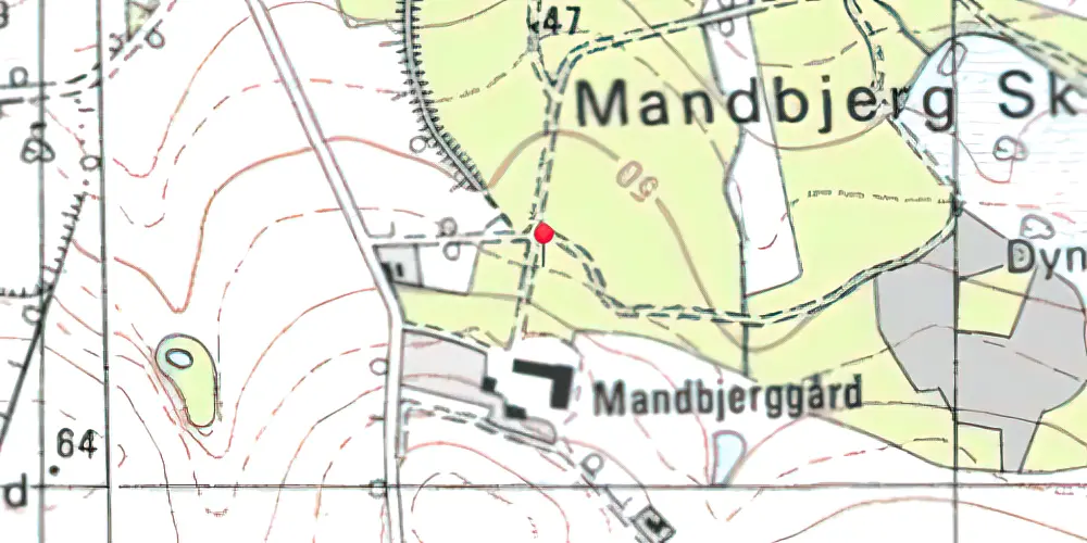 Historisk kort over Mandbjerg Holdeplads med sidespor Historisk kort over Mandbjerg Holdeplads med sidespor