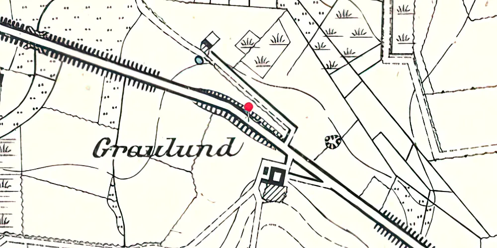Historisk kort over Gravlund (HAB) Trinbræt med Sidespor Historisk kort over Gravlund (HAB) Trinbræt med Sidespor
