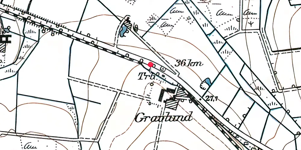 Historisk kort over Gravlund (HAB) Trinbræt med Sidespor Historisk kort over Gravlund (HAB) Trinbræt med Sidespor