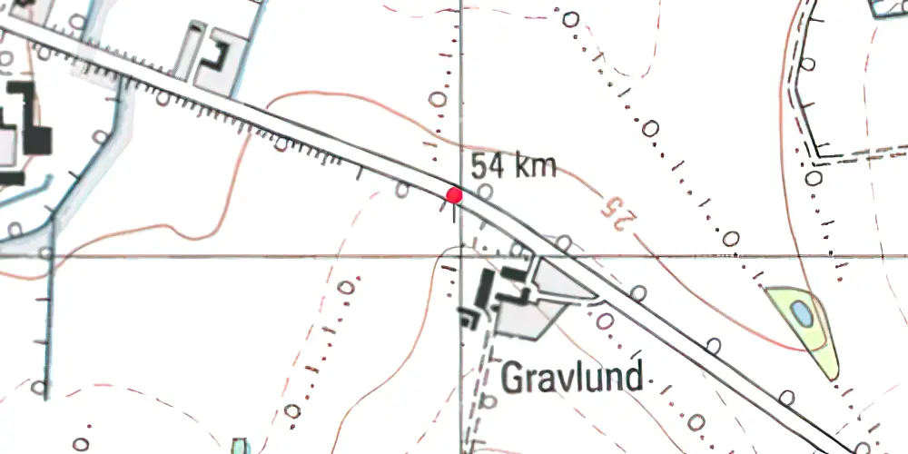Historisk kort over Gravlund (HAB) Trinbræt med Sidespor Historisk kort over Gravlund (HAB) Trinbræt med Sidespor