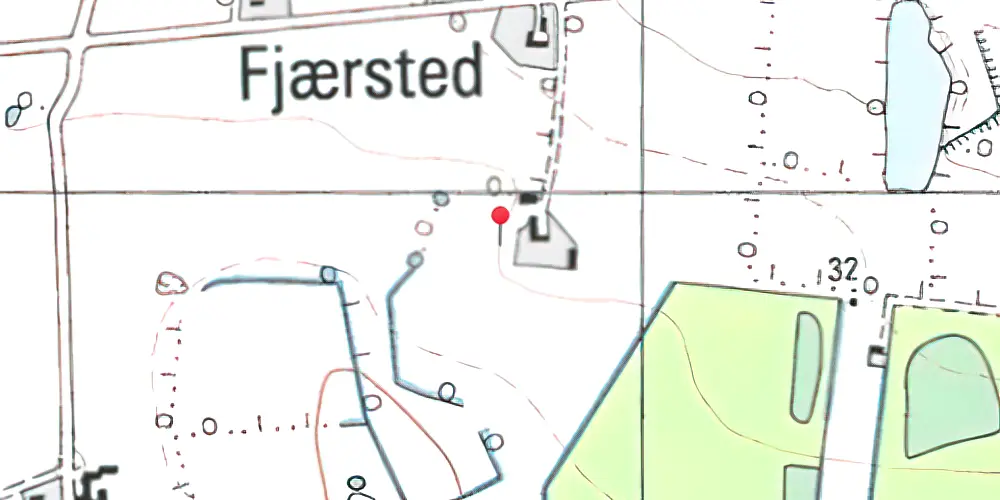 Historisk kort over Fjersted Trinbræt med Sidespor Historisk kort over Fjersted Trinbræt med Sidespor
