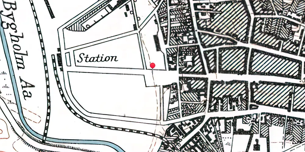 Historisk kort over Horsens Privatbanestation Historisk kort over Horsens Privatbanestation
