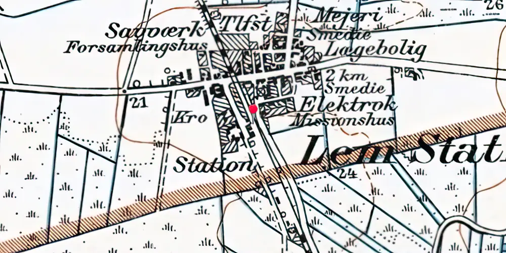 Historisk kort over Lem Trinbræt Historisk kort over Lem Trinbræt