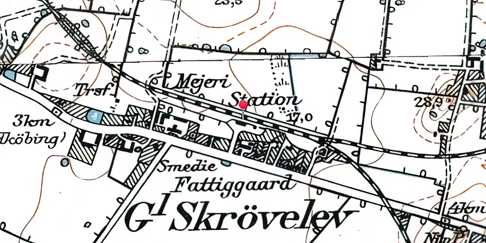 Historisk kort over Skrøbelev Station