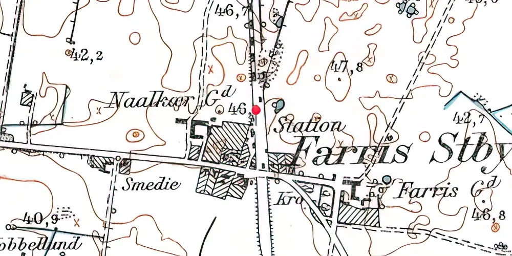 Historisk kort over Farris Teknisk Station Historisk kort over Farris Teknisk Station