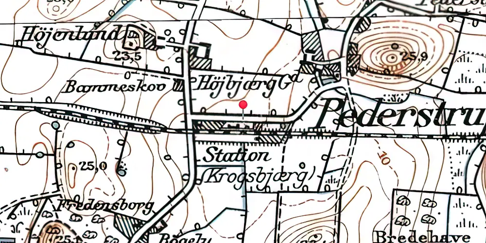 Historisk kort over Krogsbjerg Station Historisk kort over Krogsbjerg Station