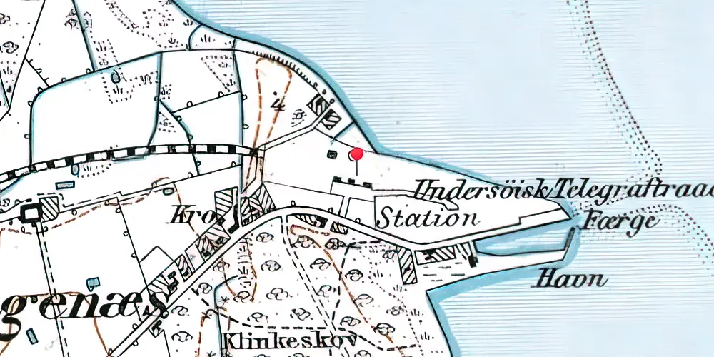 Historisk kort over Kragenæs Station Historisk kort over Kragenæs Station