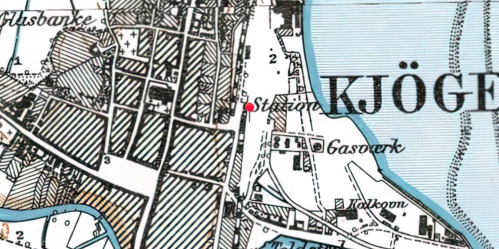 Historisk kort over Køge Station [1870-1983]