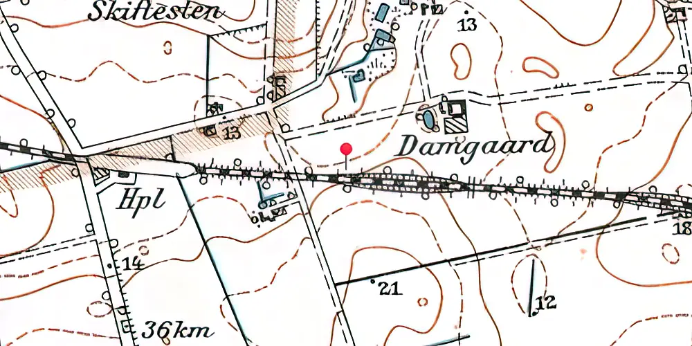 Historisk kort over Vinge S-togstrinbræt