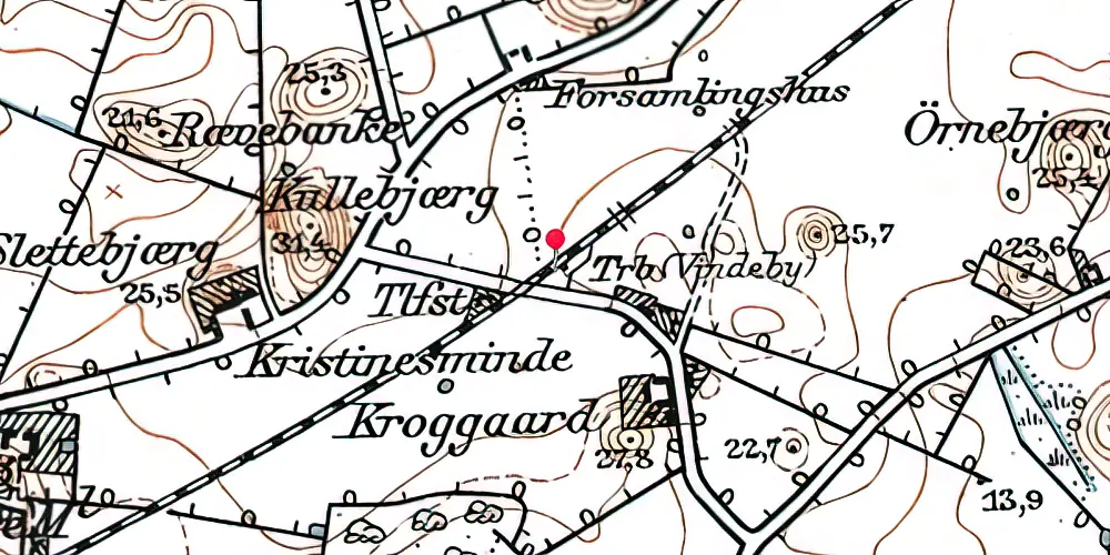 Historisk kort over Vindeby Trinbræt med Sidespor Historisk kort over Vindeby Trinbræt med Sidespor