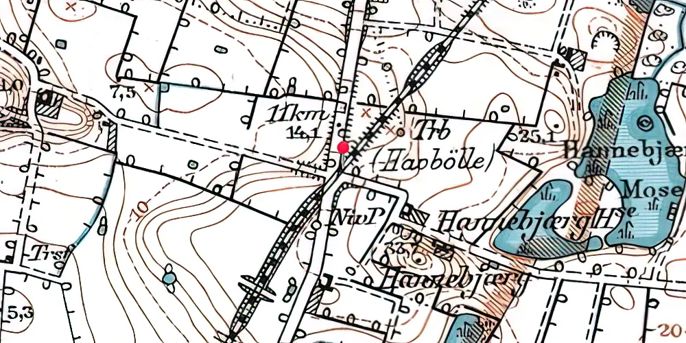 Historisk kort over Haugbølle Trinbræt Historisk kort over Haugbølle Trinbræt
