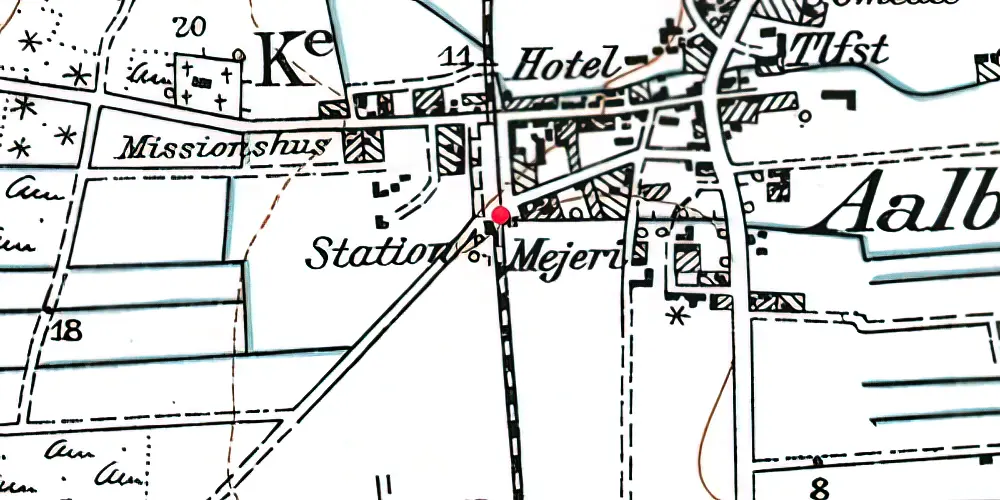 Historisk kort over Ålbæk Station [1890-1934]