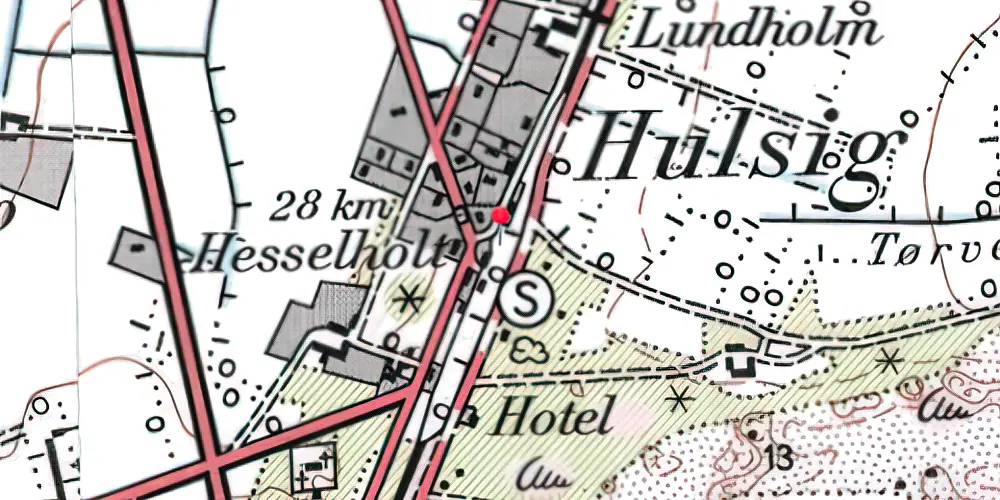 Historisk kort over Hulsig Trinbræt Historisk kort over Hulsig Trinbræt