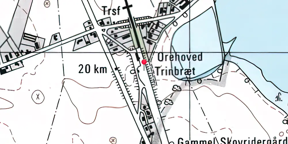 Historisk kort over Orehoved (midlertidig) Trinbræt Historisk kort over Orehoved (midlertidig) Trinbræt