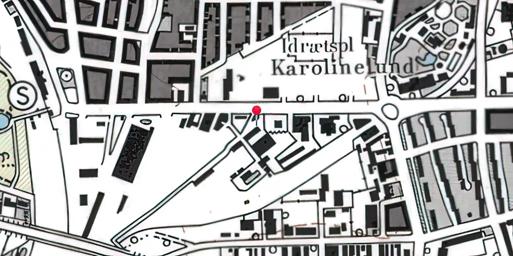 Historisk kort over Aalborg Privatbane Godsbanegård