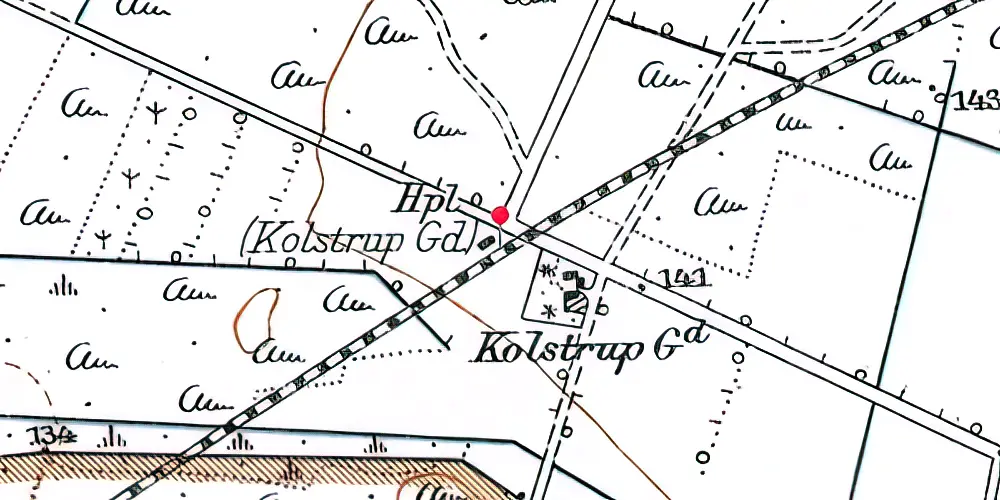 Historisk kort over Kolstrupgaard Trinbræt med Sidespor Historisk kort over Kolstrupgaard Trinbræt med Sidespor