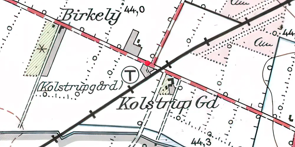Historisk kort over Kolstrupgaard Trinbræt med Sidespor Historisk kort over Kolstrupgaard Trinbræt med Sidespor