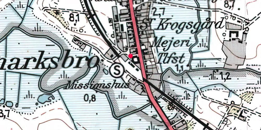 Historisk kort over Bækmarksbro Billetsalgssted [1879-1913]