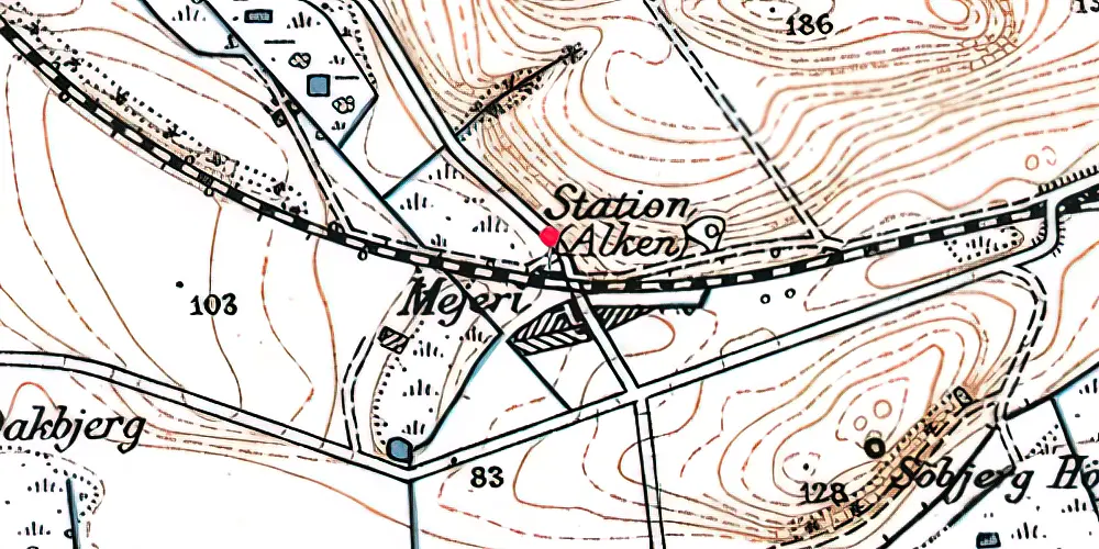 Historisk kort over Alken Holdeplads [1903-1961]