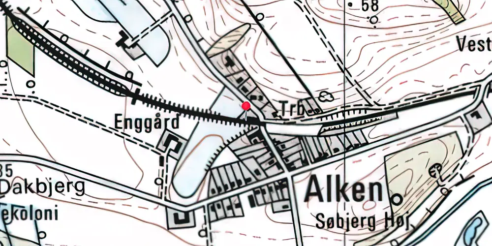 Historisk kort over Alken Holdeplads [1903-1961]