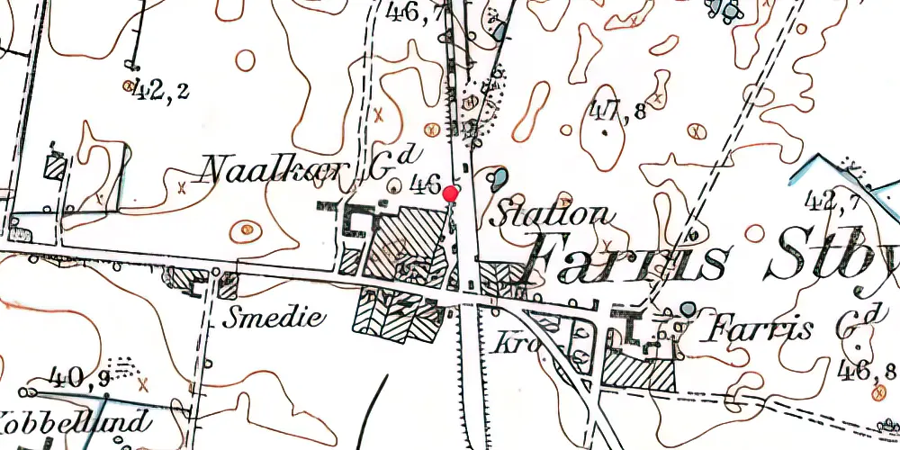 Historisk kort over Farris Station [1866-1958]