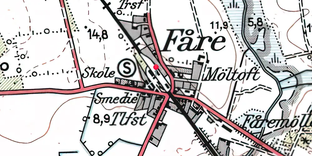 Historisk kort over Fåre Station [1879-1917]