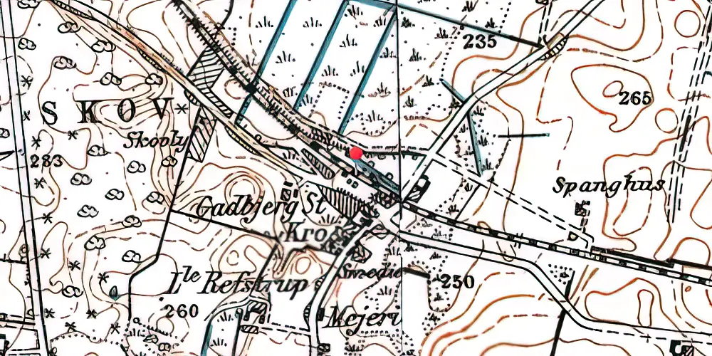 Historisk kort over Gadbjerg Teknisk Station Historisk kort over Gadbjerg Teknisk Station