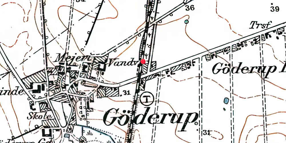 Historisk kort over Gøderup Billetsalgssted [1947-1959]