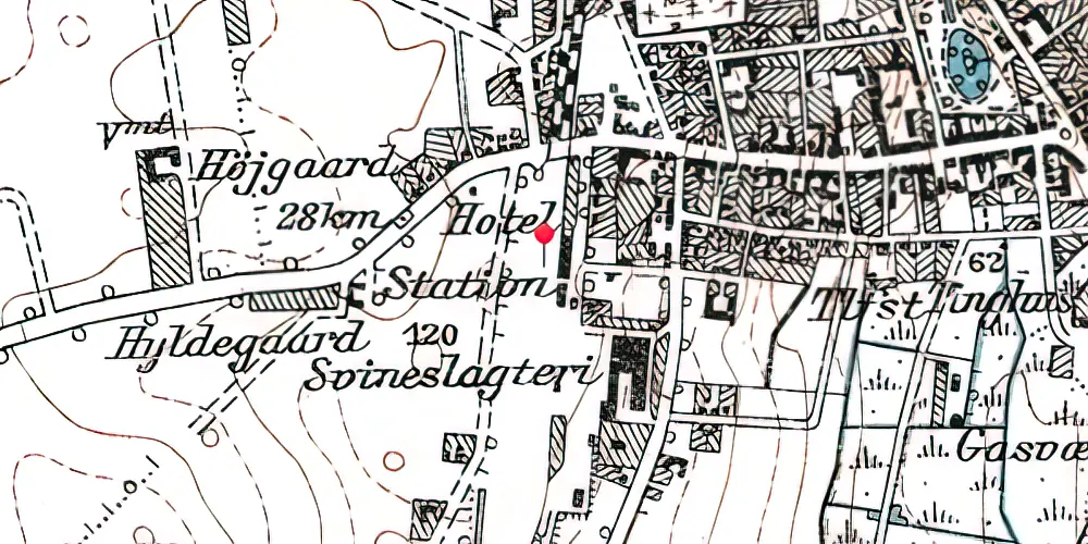 Historisk kort over Aars Privatbanestation Historisk kort over Aars Privatbanestation