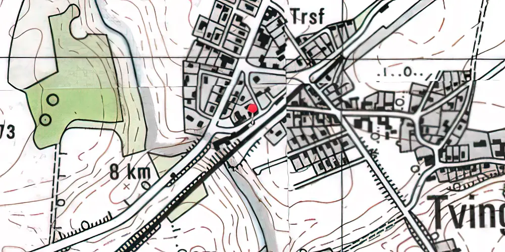 Historisk kort over Tvingstrup Holdeplads [1871-1888]