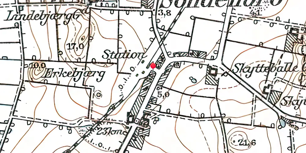 Historisk kort over Søndenbro Station Historisk kort over Søndenbro Station