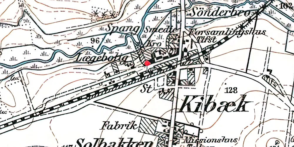 Historisk kort over Kibæk Station [1881-1974]