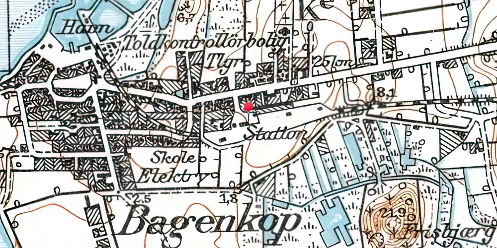 Historisk kort over Bagenkop Station Historisk kort over Bagenkop Station
