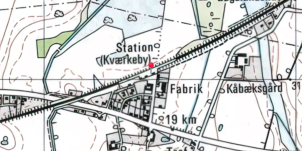 Historisk kort over Kværkeby Station [1900-1945]