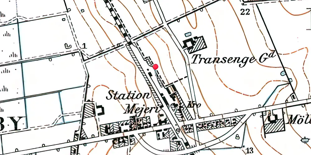 Historisk kort over Lundby Station [1925-1973]