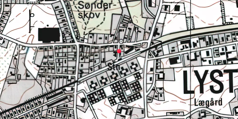 Historisk kort over Lystrup Letbanestation Historisk kort over Lystrup Letbanestation