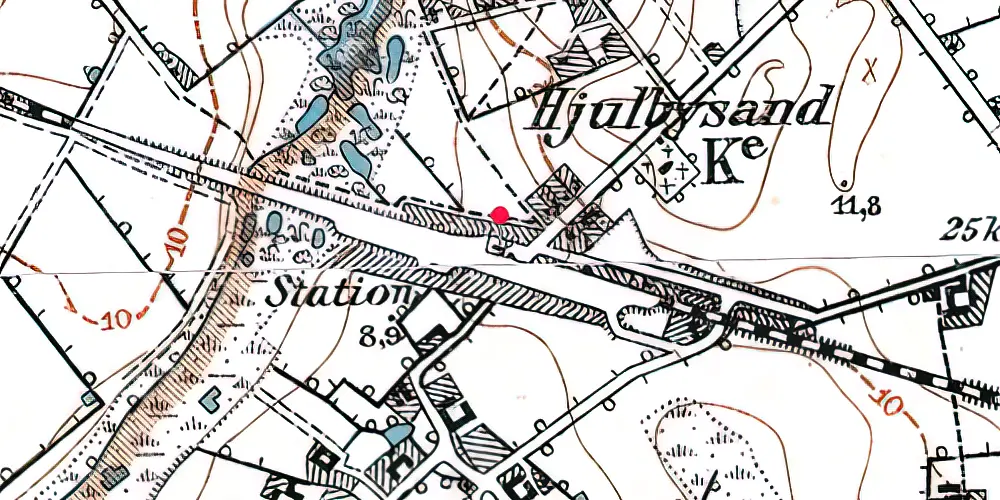 Historisk kort over Hjulby Station Historisk kort over Hjulby Station
