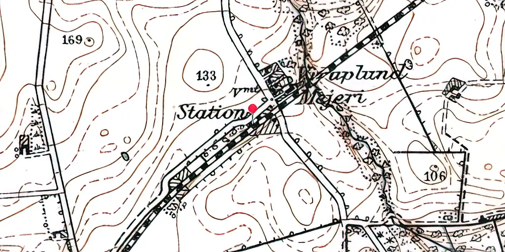 Historisk kort over Hjortshøj Letbanestation