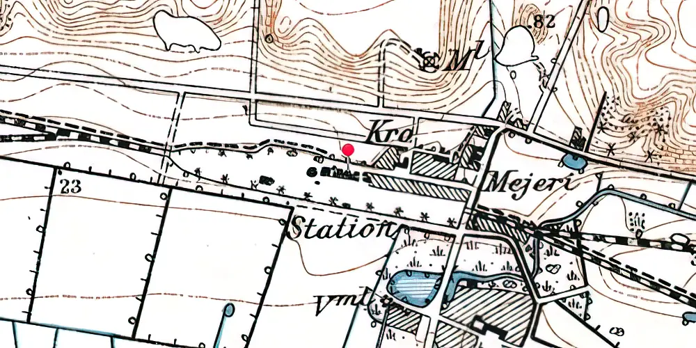 Historisk kort over Ryomgård Letbanestation Historisk kort over Ryomgård Letbanestation