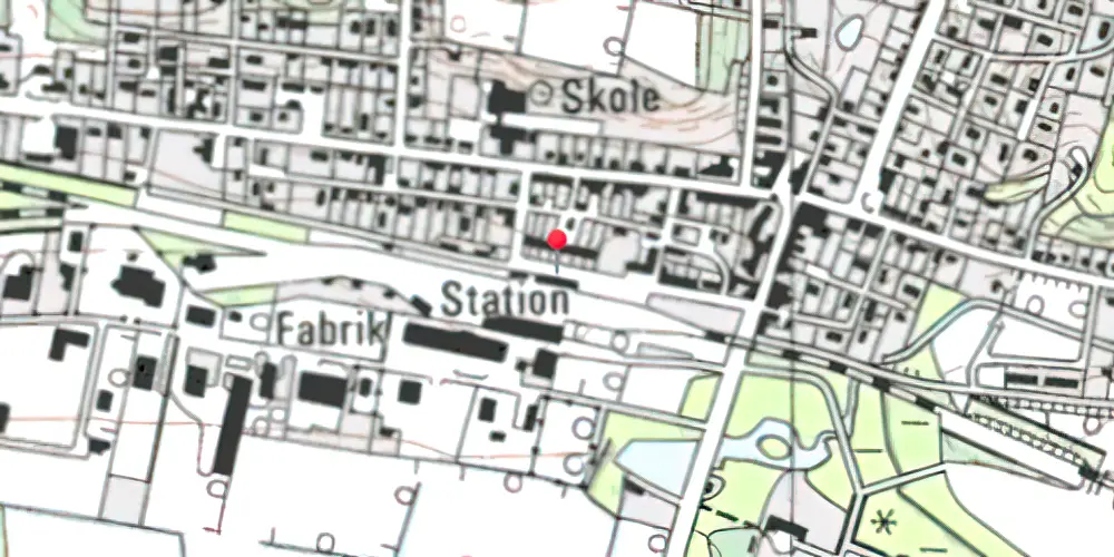 Historisk kort over Ryomgård Letbanestation Historisk kort over Ryomgård Letbanestation