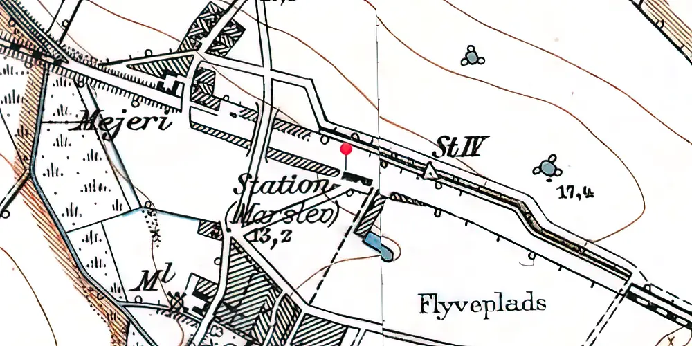 Historisk kort over Marslev Station [1908-1973]