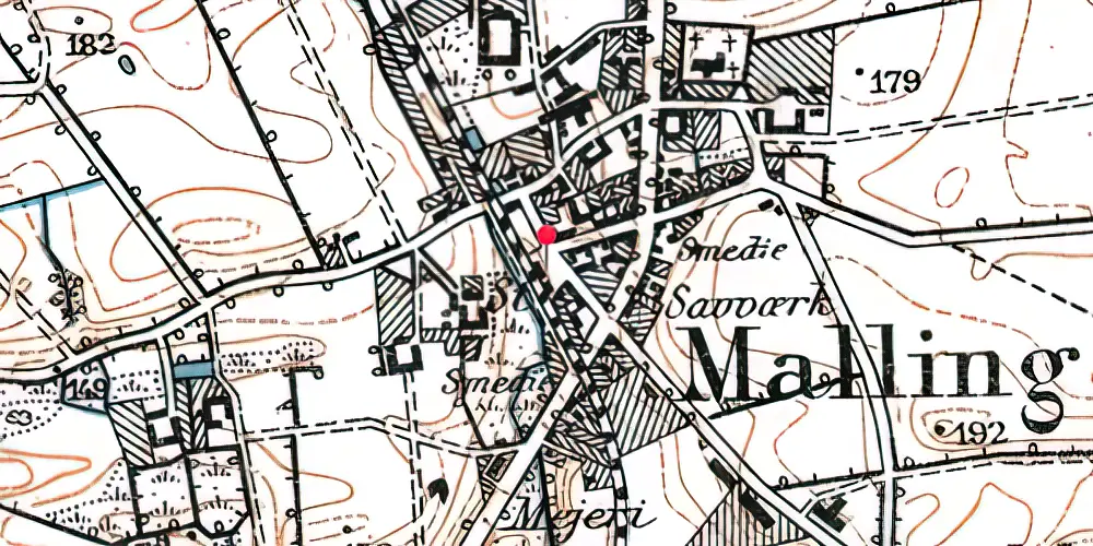 Historisk kort over Malling Letbanestation Historisk kort over Malling Letbanestation